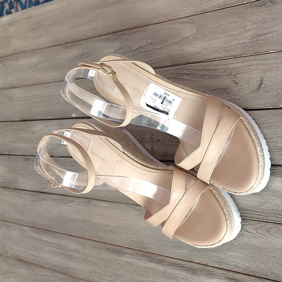 Stuart Weitzman Cream Wedge Sandals Size Women's 11 - Picture 12 of 17